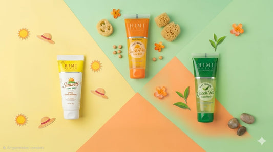 Sun Shield & Detox Trio: Green Tea & Chickpea Face Wash + SPF 50 Sunscreen Gel