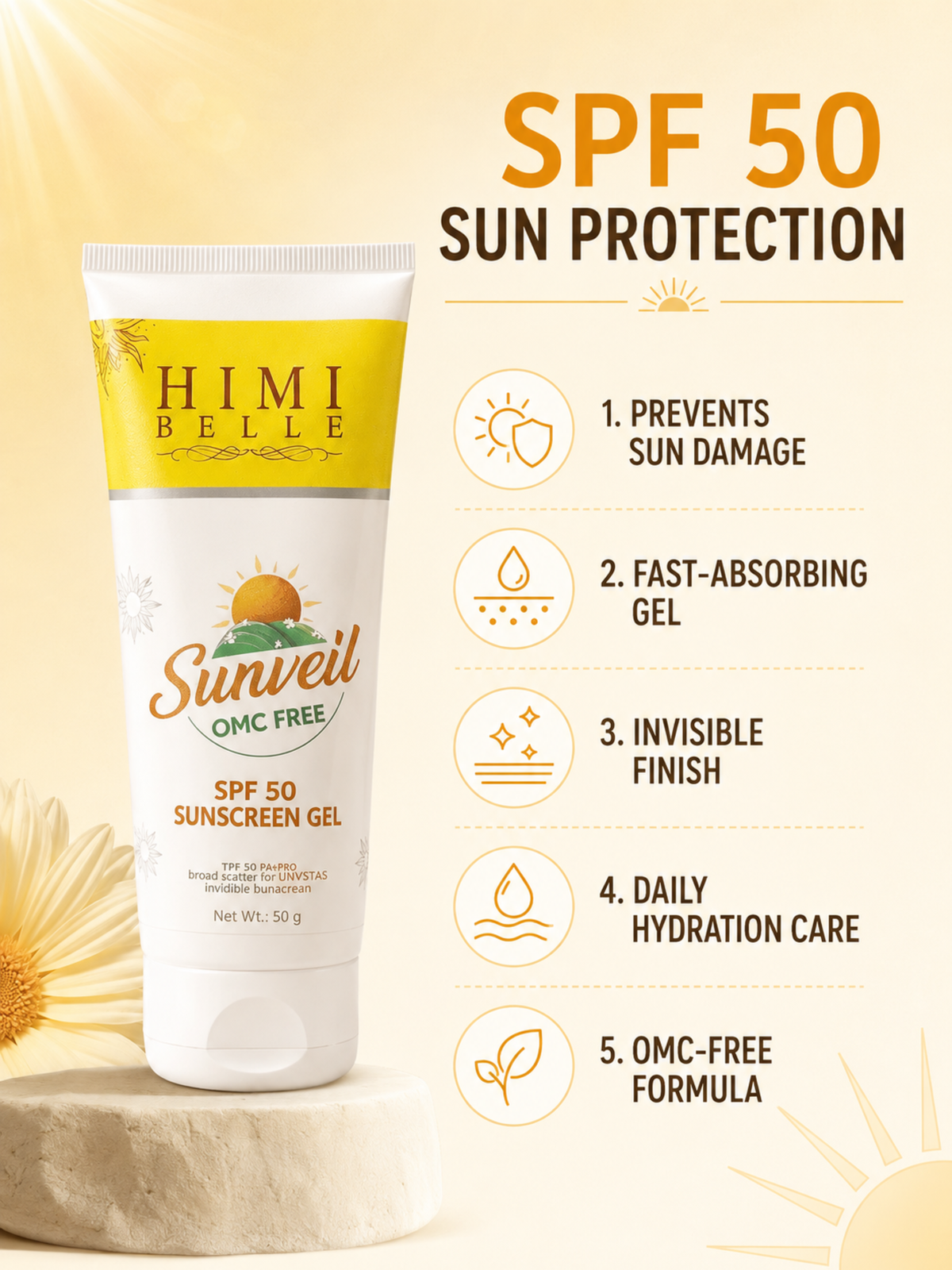 Himi Belle anti tan spot correction shield combo packaging skincare kit box