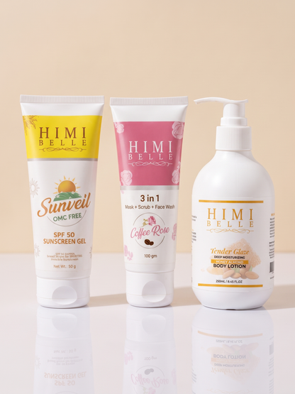Himi Belle daily UV shield skin repair set sunscreen and cream skincare combo