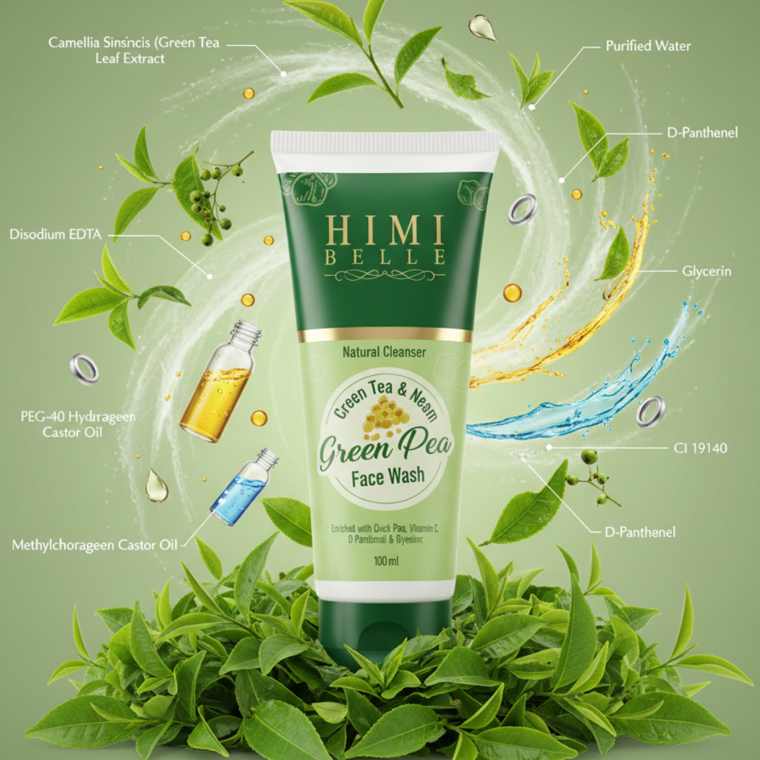 Woman washing face with Himi Belle green tea face wash to control oil and breakouts