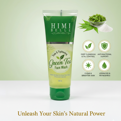 Himi Belle green tea purifying face wash ingredients and antioxidant benefits