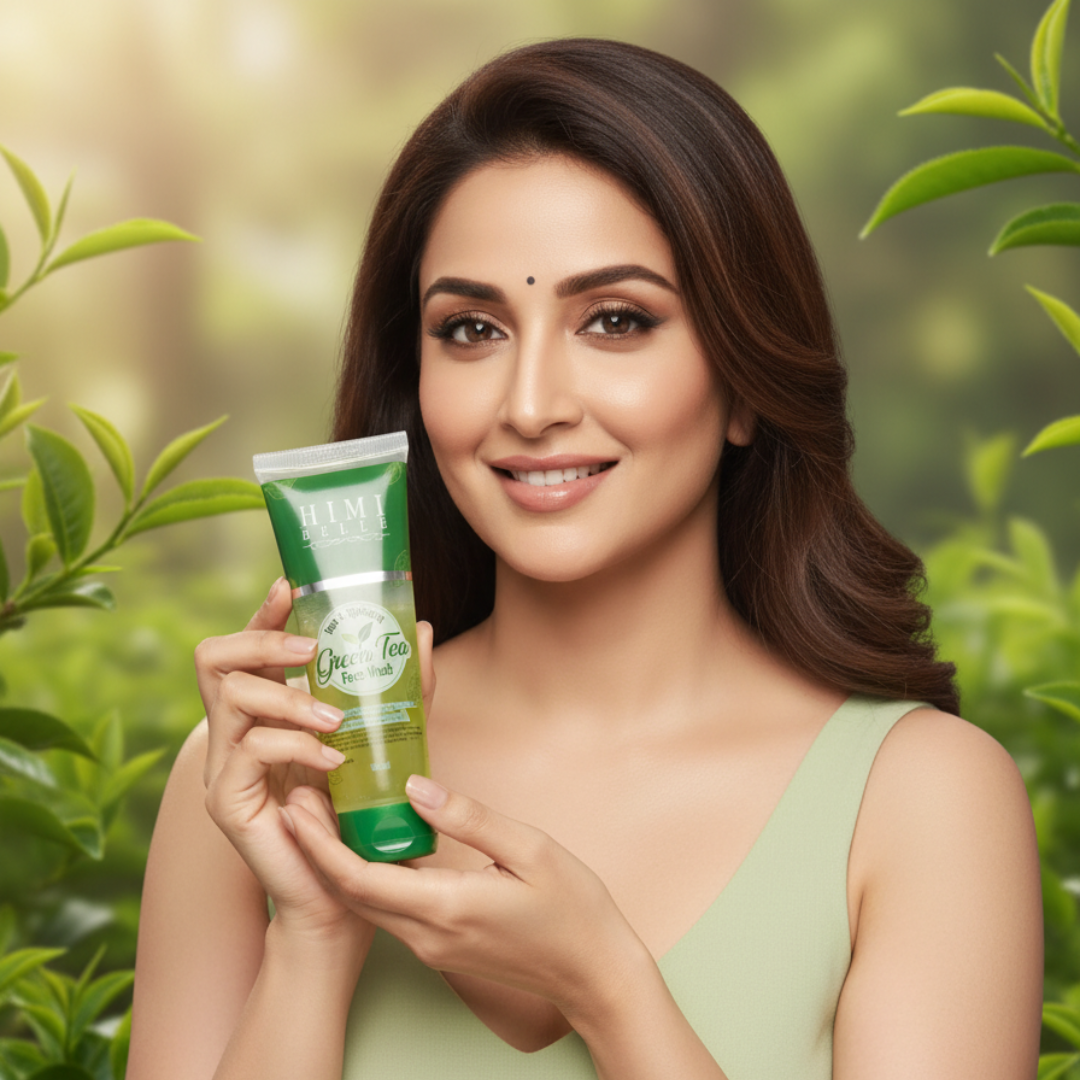 Oil-free clear skin after using Himi Belle green tea purifying face wash daily