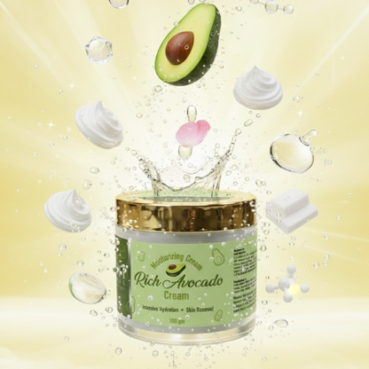 Woman applying Himi Belle avocado cream on face for deep moisturizing dry skin