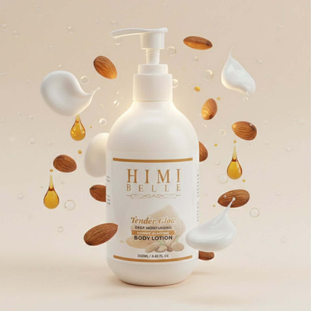 Himi Belle tender glow body lotion ingredients with natural honey and almond oil