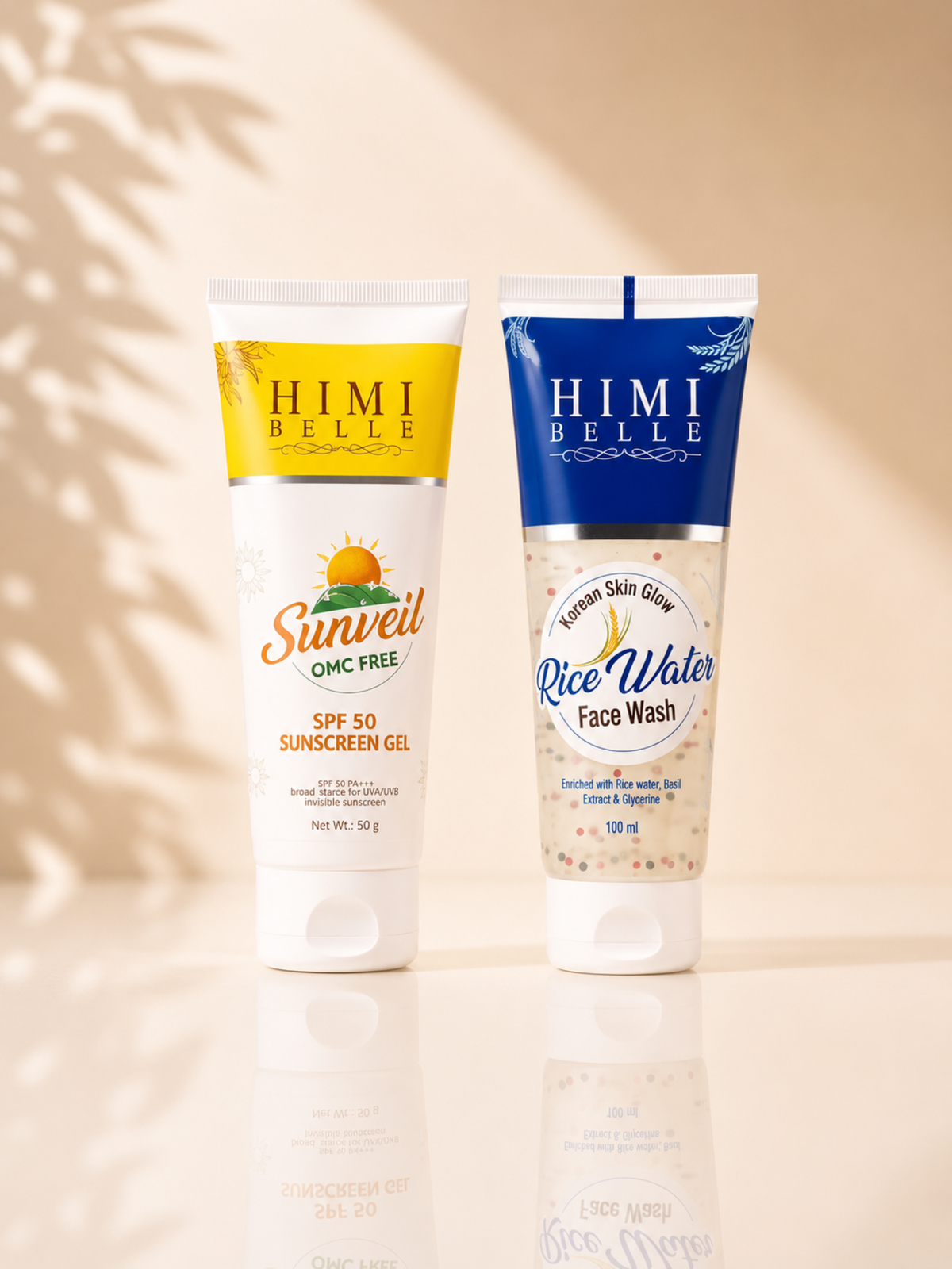 Himi Belle Korean glow and protect duo rice water face wash with SPF 50 sunscreen