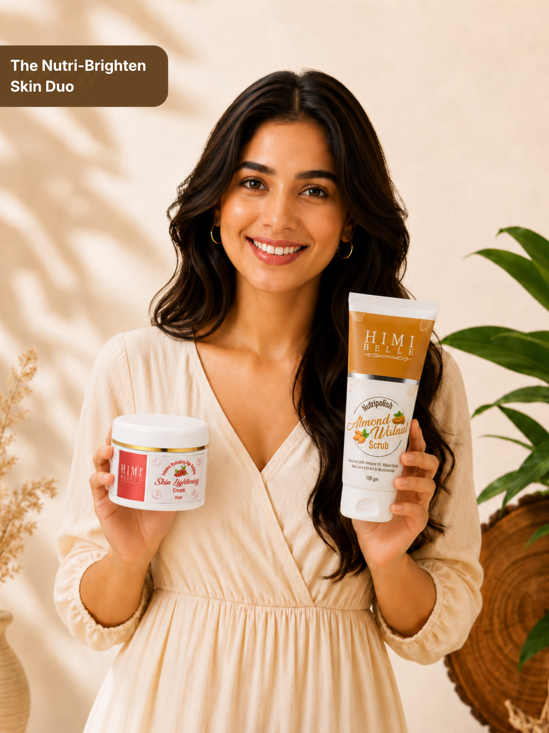 Himi Belle brightening combo with walnut scrub and intense hydrating cream set